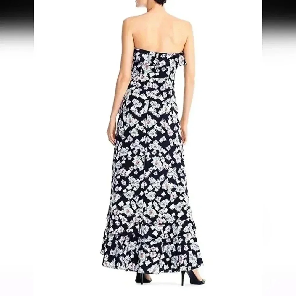 Aidan Mattox Floral Flounce High/Low Maxi Dress size 4 NWT Formal Wedding Guest - Picture 15 of 16